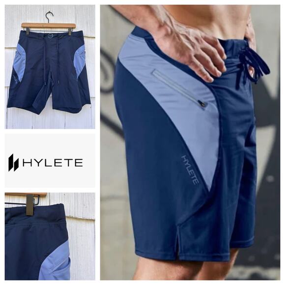 Hylete Above The Knee Performance Athletic Shorts Blue M - Picture 1 of 8